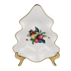 Lenox Tree Shaped Holiday Tartan 5" Christmas Candy Dish Like New